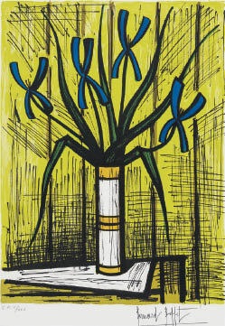 Bernard Buffet 百合とアイリス 80×58cm ユリ 花 リトグラフ